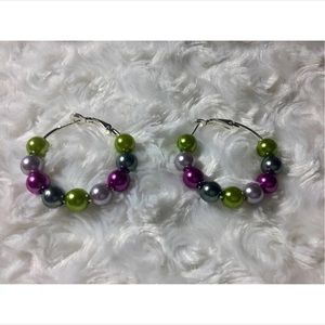 Boho Pearl Hoop Earrings